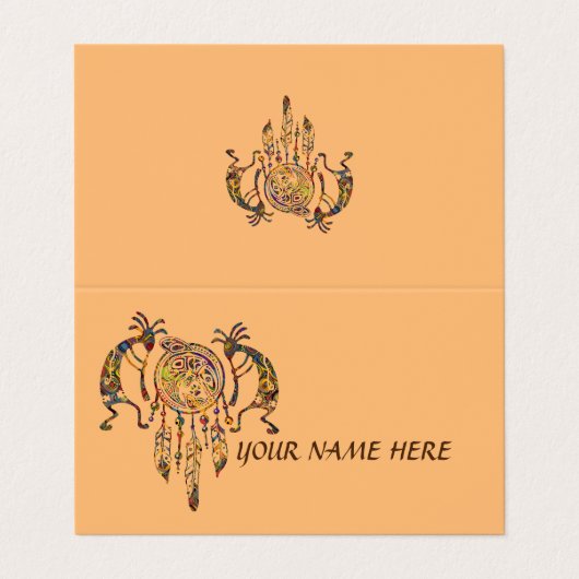 先住民アメリカンココペリホエールドリームキャッチャー2 名刺 (外部フラット)