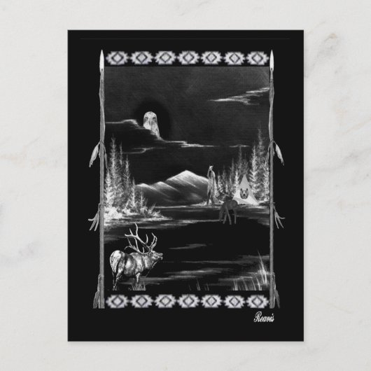 先住民アメリカンコラージュ ポストカード (正面)
