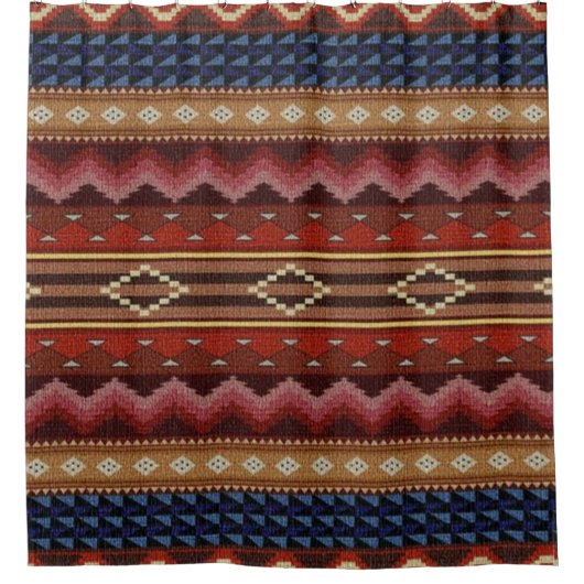 先住民アメリカンサウスウェストカラフルボモダンホ シャワーカーテン (正面)