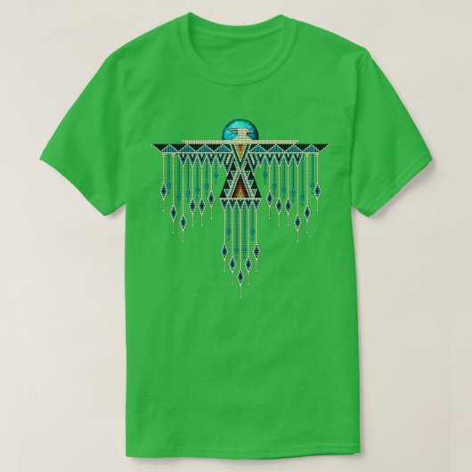 先住民アメリカンサウスウエストスタイルターコイズサンダービ Tシャツ (デザイン正面)