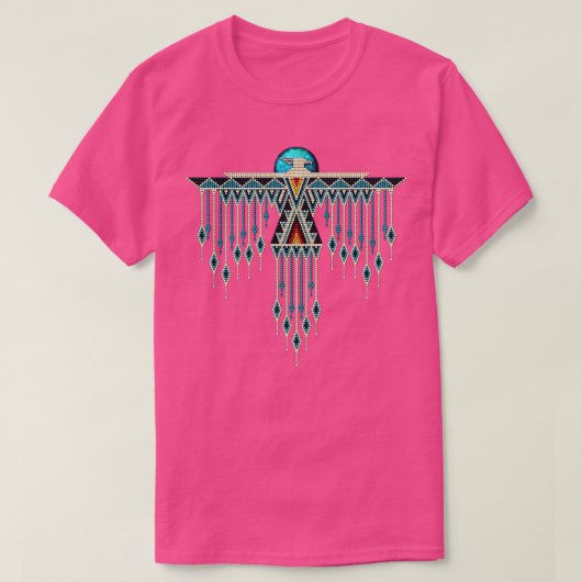 先住民アメリカンサウスウエストスタイルターコイズサンダービ Tシャツ (デザイン正面)