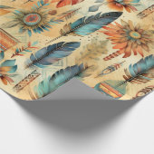 先住民アメリカンサウスウエストフェザーアート ラッピングペーパー (角)