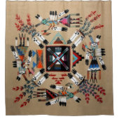 先住民アメリカンサンドイディ絵画アン シャワーカーテン (正面)