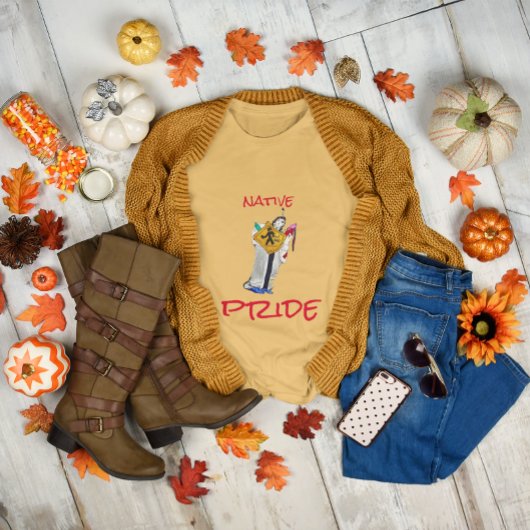 先住民アメリカンスティルヒアヤシャカートゥーングレー Tシャツ