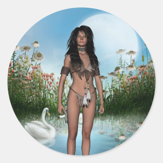 先住民アメリカンステッカー ラウンドシール (正面)