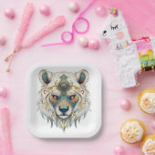 先住民アメリカンスピリチュアルウルフ紙プレート ペーパープレート (パーティー)