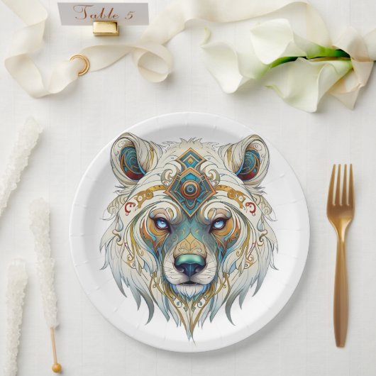 先住民アメリカンスピリチュアルウルフ紙プレート ペーパープレート (ウェディング)