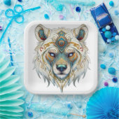 先住民アメリカンスピリチュアルウルフ紙プレート ペーパープレート (パーティー)