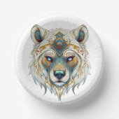 先住民アメリカンスピリチュアルウルフ紙プレート ペーパーボウル (正面)