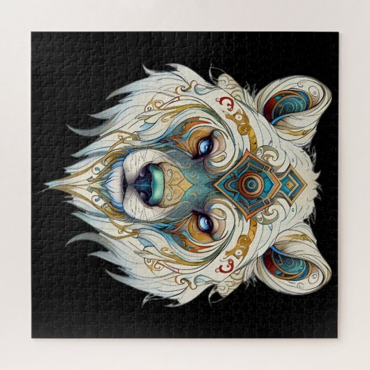 先住民アメリカンスピリチュアルウルフ ジグソーパズル (横)