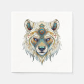 先住民アメリカンスピリチュアルウルフ スタンダードカクテルナプキン (正面)