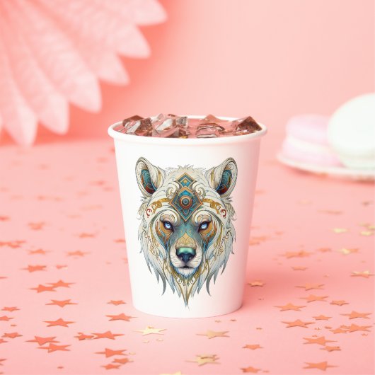 先住民アメリカンスピリチュアルウルフ 紙コップ (インサイチュ)