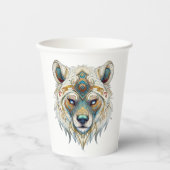 先住民アメリカンスピリチュアルウルフ 紙コップ (正面)