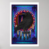 先住民アメリカンスピリットアニマルクロウデザインアート ポスター (正面)