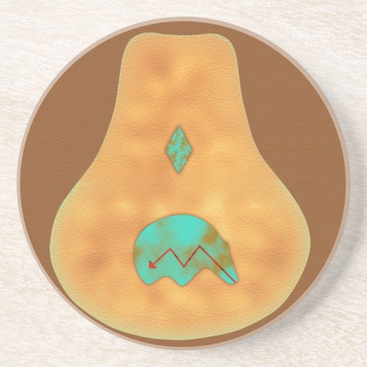 先住民アメリカンターコイズズニベア コースター (正面)