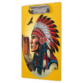 先住民アメリカンチーフオンワイルドランドスケープサンセット クリップボード (左)
