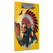 先住民アメリカンチーフオンワイルドランドスケープサンセット クリップボード (右)