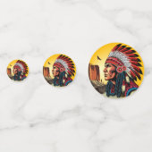 先住民アメリカンチーフオンワイルドランドスケープサンセット コンフェッティ (正面)