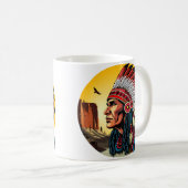 先住民アメリカンチーフオンワイルドランドスケープサンセット コーヒーマグカップ (正面右)