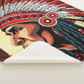 先住民アメリカンチーフオンワイルドランドスケープサンセット シェルパブランケット (3/4)