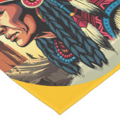 先住民アメリカンチーフオンワイルドランドスケープサンセット ショートテーブルランナー (コーナー)