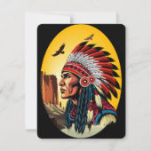 先住民アメリカンチーフオンワイルドランドスケープサンセット シーズンカード (正面)