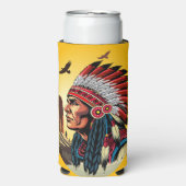 先住民アメリカンチーフオンワイルドランドスケープサンセット スリム缶クーラー (Seltzer正面)