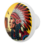 先住民アメリカンチーフオンワイルドランドスケープサンセット セラミックノブ (右)