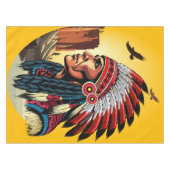 先住民アメリカンチーフオンワイルドランドスケープサンセット テーブルクロス (正面(横))