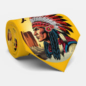 先住民アメリカンチーフオンワイルドランドスケープサンセット ネクタイ (ロール)