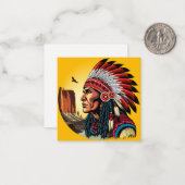 先住民アメリカンチーフオンワイルドランドスケープサンセット ノートカード (正面/裏面インサイチュ)