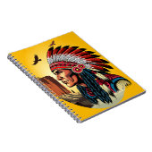 先住民アメリカンチーフオンワイルドランドスケープサンセット ノートブック (右側)