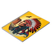 先住民アメリカンチーフオンワイルドランドスケープサンセット ノートブック (左側)