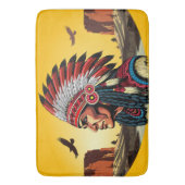 先住民アメリカンチーフオンワイルドランドスケープサンセット バスマット (正面縦)