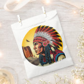 先住民アメリカンチーフオンワイルドランドスケープサンセット フェイバーバッグ (クリップ留めされた状態)