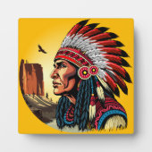 先住民アメリカンチーフオンワイルドランドスケープサンセット フォトプラーク (正面)