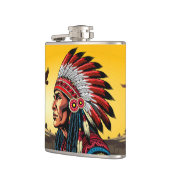 先住民アメリカンチーフオンワイルドランドスケープサンセット フラスク (左)