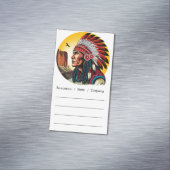 先住民アメリカンチーフオンワイルドランドスケープサンセット マグネット名刺 (インサイチュ)