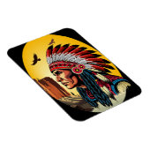 先住民アメリカンチーフオンワイルドランドスケープサンセット マグネット (右側)