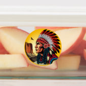 先住民アメリカンチーフオンワイルドランドスケープサンセット ラベル (貼付)