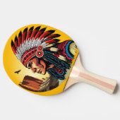 先住民アメリカンチーフオンワイルドランドスケープサンセット 卓球ラケット (横)