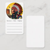 先住民アメリカンチーフオンワイルドランドスケープサンセット 名刺 (正面/裏面)