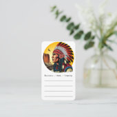 先住民アメリカンチーフオンワイルドランドスケープサンセット 名刺 (スタンド正面)