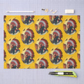 先住民アメリカンチーフオンワイルドランドスケープサンセット 薄葉紙 (クラフト)