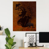 先住民アメリカンチーフバッファロー&ピントホースアート ポスター (ホームオフィス)