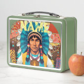 先住民アメリカンチーフパワーポートレート メタルランチボックス (インサイチュ)