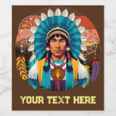 先住民アメリカンチーフパワーポートレート ワインラベル (シングルラベル)