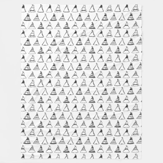 先住民アメリカンティピテンツカスタムBGカラー フリースブランケット (正面)