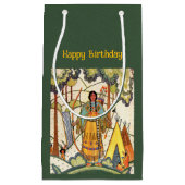 先住民アメリカンテペインウッズ刺繍模様 スモールペーパーバッグ (正面)