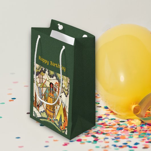 先住民アメリカンテペインウッズ刺繍模様 スモールペーパーバッグ